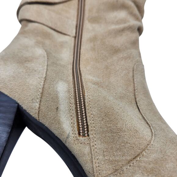Kelly & Katie Tan Suede Ruched Heeled Boots – Size 9.5 / EU 40 - Western - Picture 9 of 9